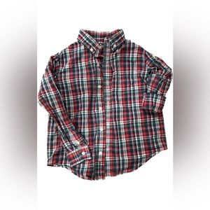 Janie and Jack Plaid Button Down Shirt (red/green/white)